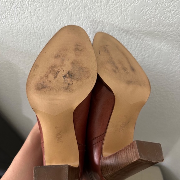 Zara genuine leather cognac tall Boots - Picture 6 of 12